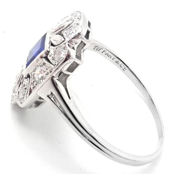 Vintage! Authentic Tiffany & Co Irid Platinum Diamond Sapphire Cocktail Ring - Picture 4 of 8